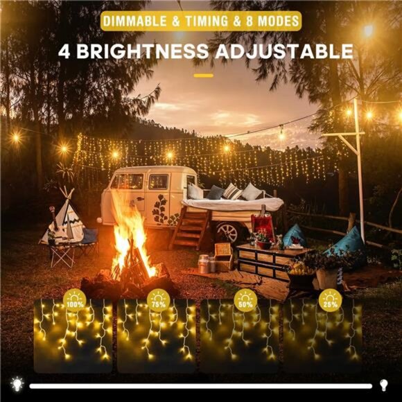 38.8FT Icicle String Lights Outdoor, 400 LED Icicle Lights...
